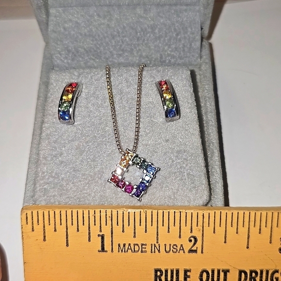 Vintage 925 Silver Necklace with Earrings Set NWT - Picture 7 of 8